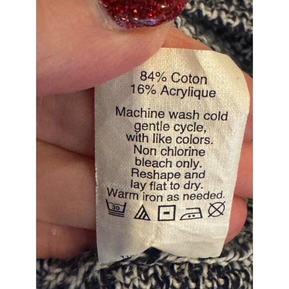 J Crew Sweater Women XS Navy Blue White Heather Cotton Blend Knit Crew Neck - Picture 8 of 8